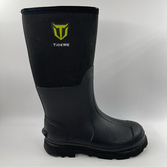 NIB! TideWe Men’s Tall Black Neoprene Rubber Waterproof Work Boots - Size 7 - Picture 2 of 11